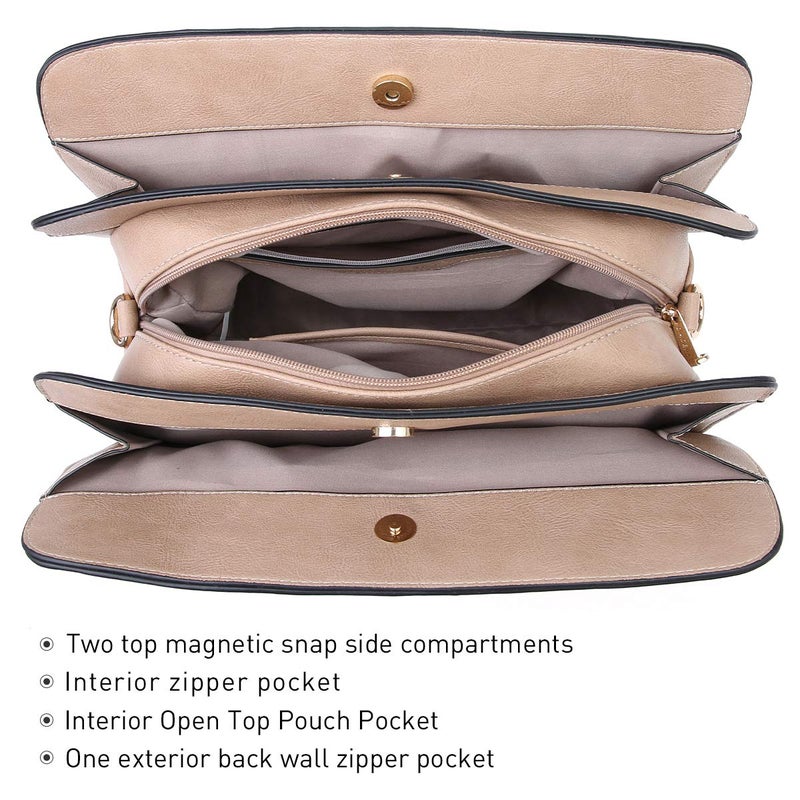 DASEIN Women Handbag Wallet Tote Shoulder Hobo Bag Top Handle Satchel Purse Set 2pcs with 3 Compartments - Image 5